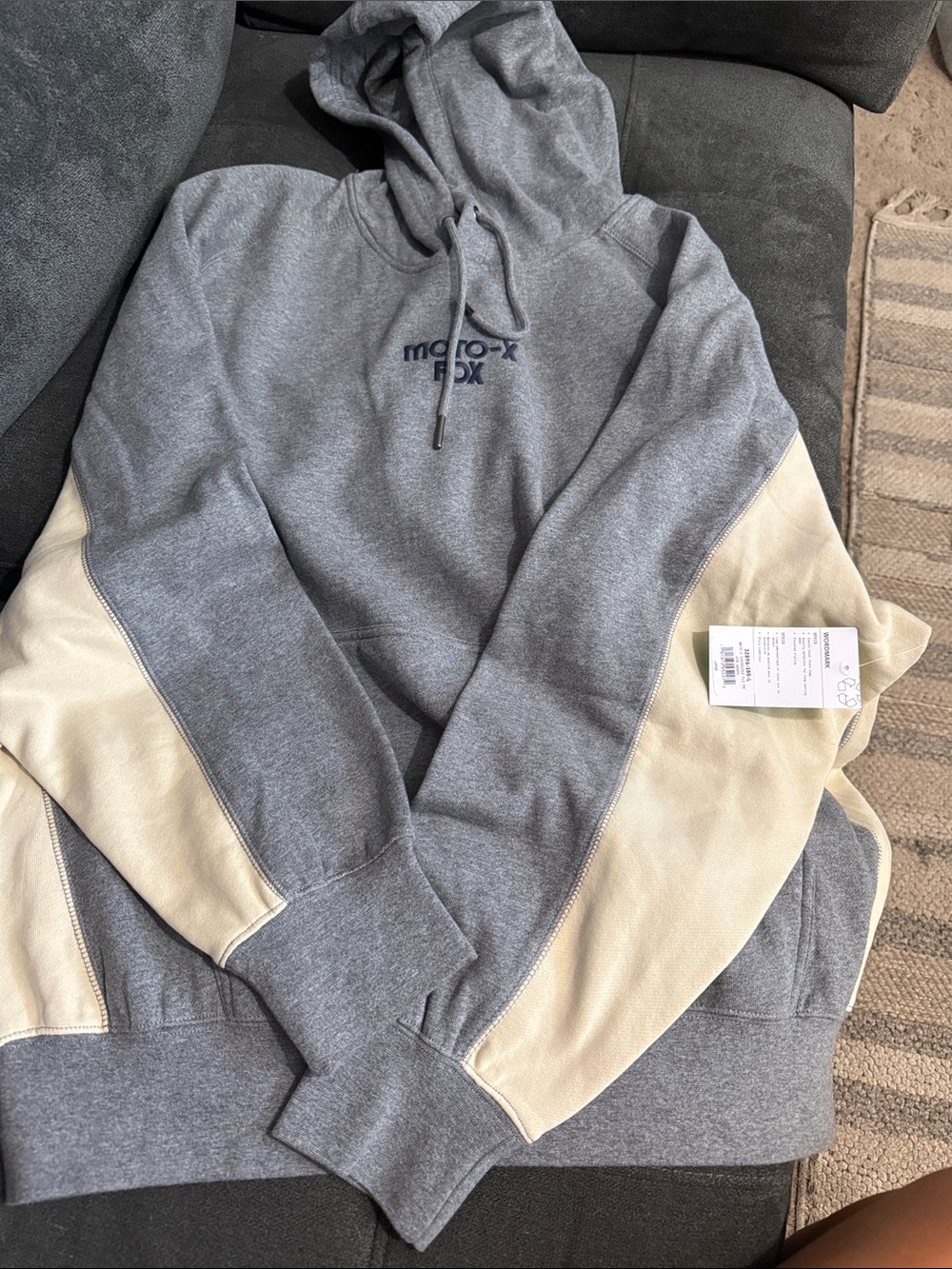 Fox Two-Tone Gray Hoodie with Cream Sleeve Panels